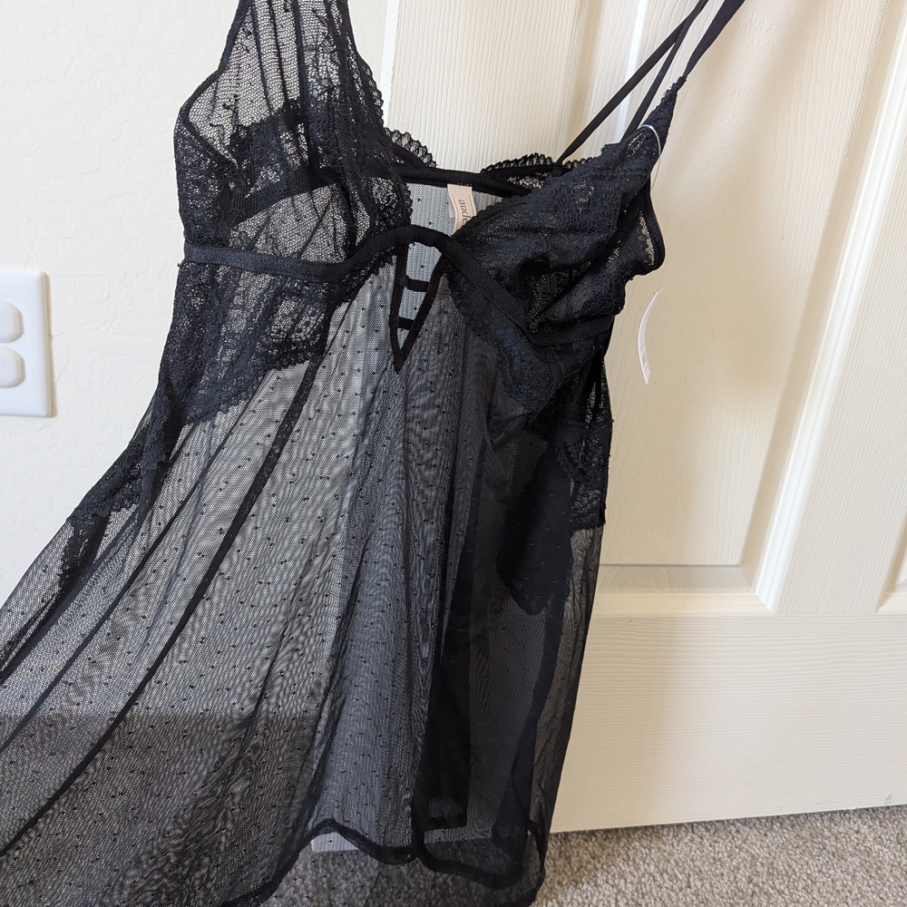 Auden Sheer Black Lace Chemise